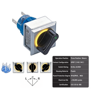 Yellow 3-Position DPDT Momentary