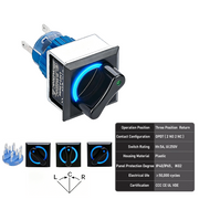 Blue 3-Position DPDT Momentary