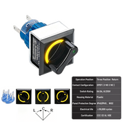 Yellow 3-Position DPDT Momentary