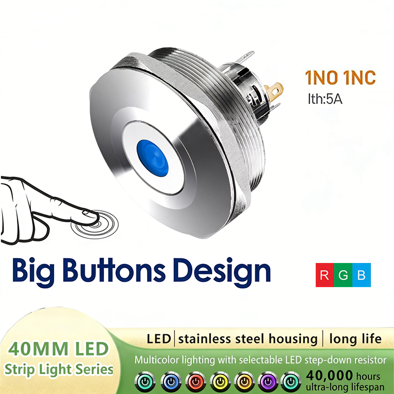 40mm Tri-color Dot LED Illuminated Stainless Steel Anti-Vandal Push Bu ...