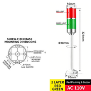 2-Tier 2-Color Red Flashing – Straight Arm 110V