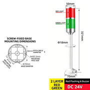 2-Tier 2-Color Red Flashing – Straight Arm 24V