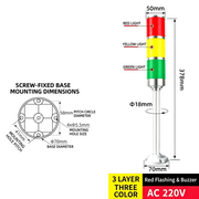 3-Tier 3-Color Red Flashing – Straight Arm 220V
