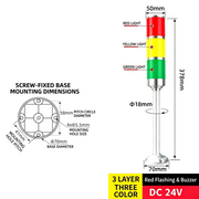 3-Tier 3-Color Red Flashing – Straight Arm 24V