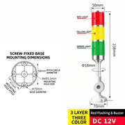 3-Tier 3-Color Red Flashing – Bent Arm 12V