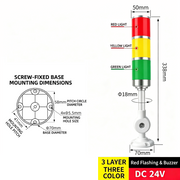3-Tier 3-Color Red Flashing – Bent Arm 24V