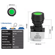 Green 1NO 1NC Momentary