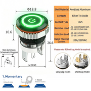 Green LED Power A Momentary