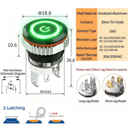 Green LED Power A Latching