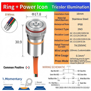 RGB Common anode LED Power S Momentary