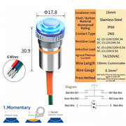 Blue LED Power S Momentary