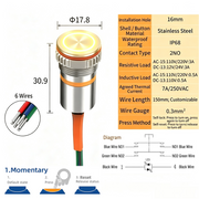 Yellow LED Ring S Momentary