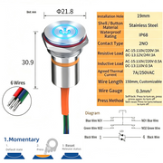 Blue LED Power S Momentary