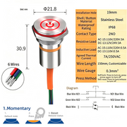 Red LED Power S Momentary