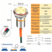Yellow LED Power S Momentary
