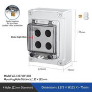 4D Holes L175×W125×H75mm Padlock Hole