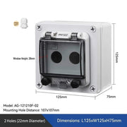 2 Holes L125×W125×H75mm