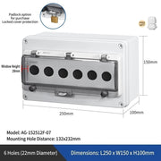 6 Holes L250×W150×H100mm Padlock Hole