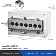 7 Holes L250×W150×H100mm Padlock Hole