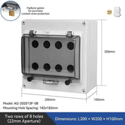 8D Holes L200×W200×H100mm Padlock Hole