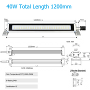 40W  4500K 1200mm FIXED BRACKET