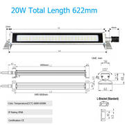 20W  6500K 622mm FIXED BRACKET