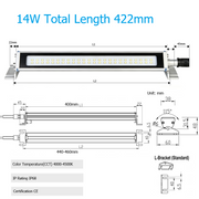 14W  4500K 422mm FIXED BRACKET