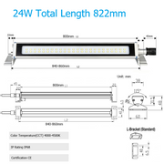 24W  4500K 822mm FIXED BRACKET