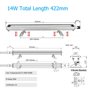 14W 4500K 422mm SLIDE BRACKET