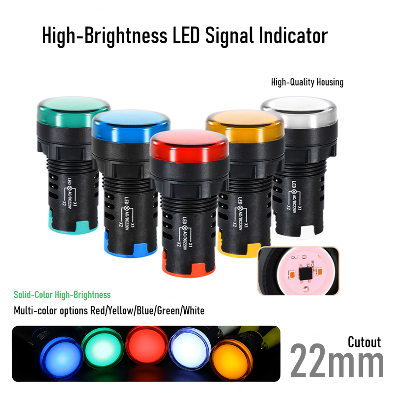 Industrial 22mm LED Pilot Light‌ Multi 5Color Options Machinery Status ...