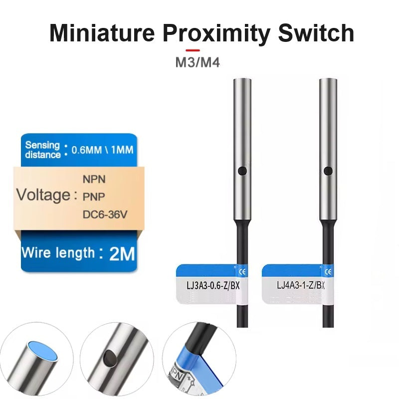 M4 Distance Switch M3 M4 Industrial Proximity Switch 12VDC 3-Wire PNP NPN Miniature Induc ...