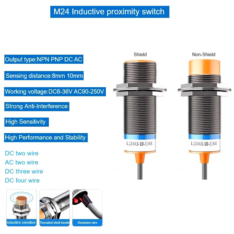 Induction M24 proximity switch 10-30V 2-wire Hight quality IP67 Copper ...
