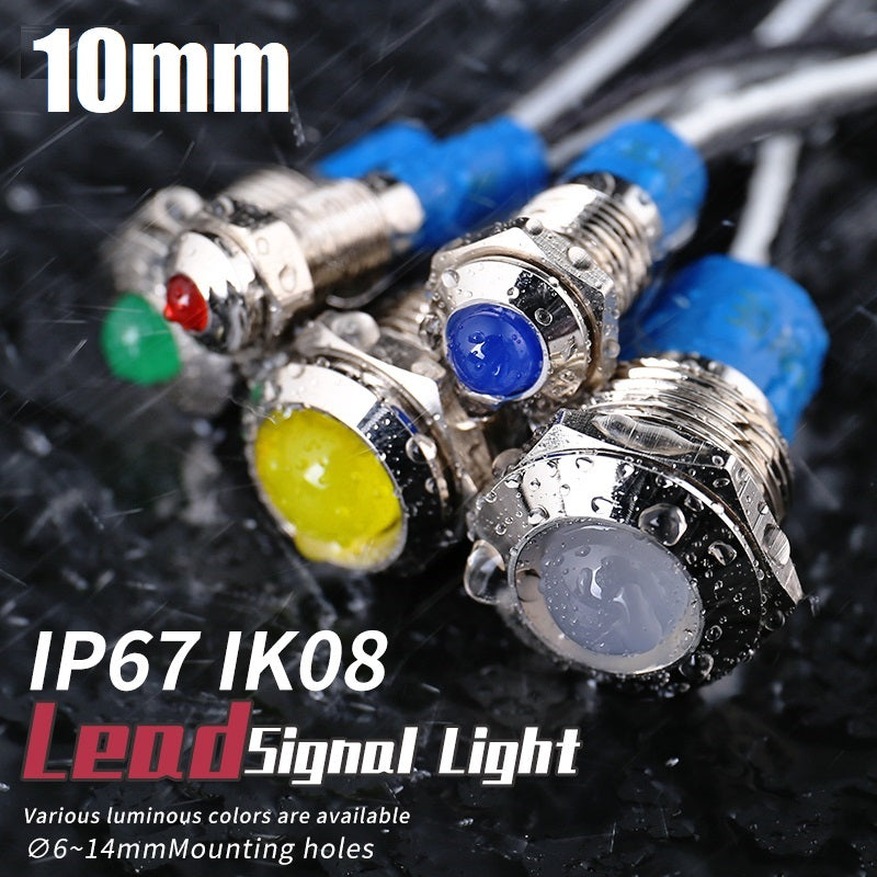 10mm metal LED indicator small domed head stainless steel 12V IP67 ind ...